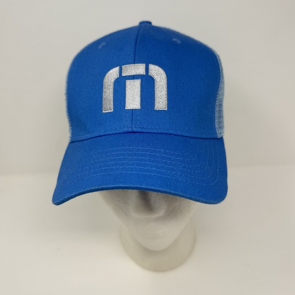 Short Par 4 Golf Travis Mathew Hat Cap Snap Back Blue Trucker‎ Mesh OSFM